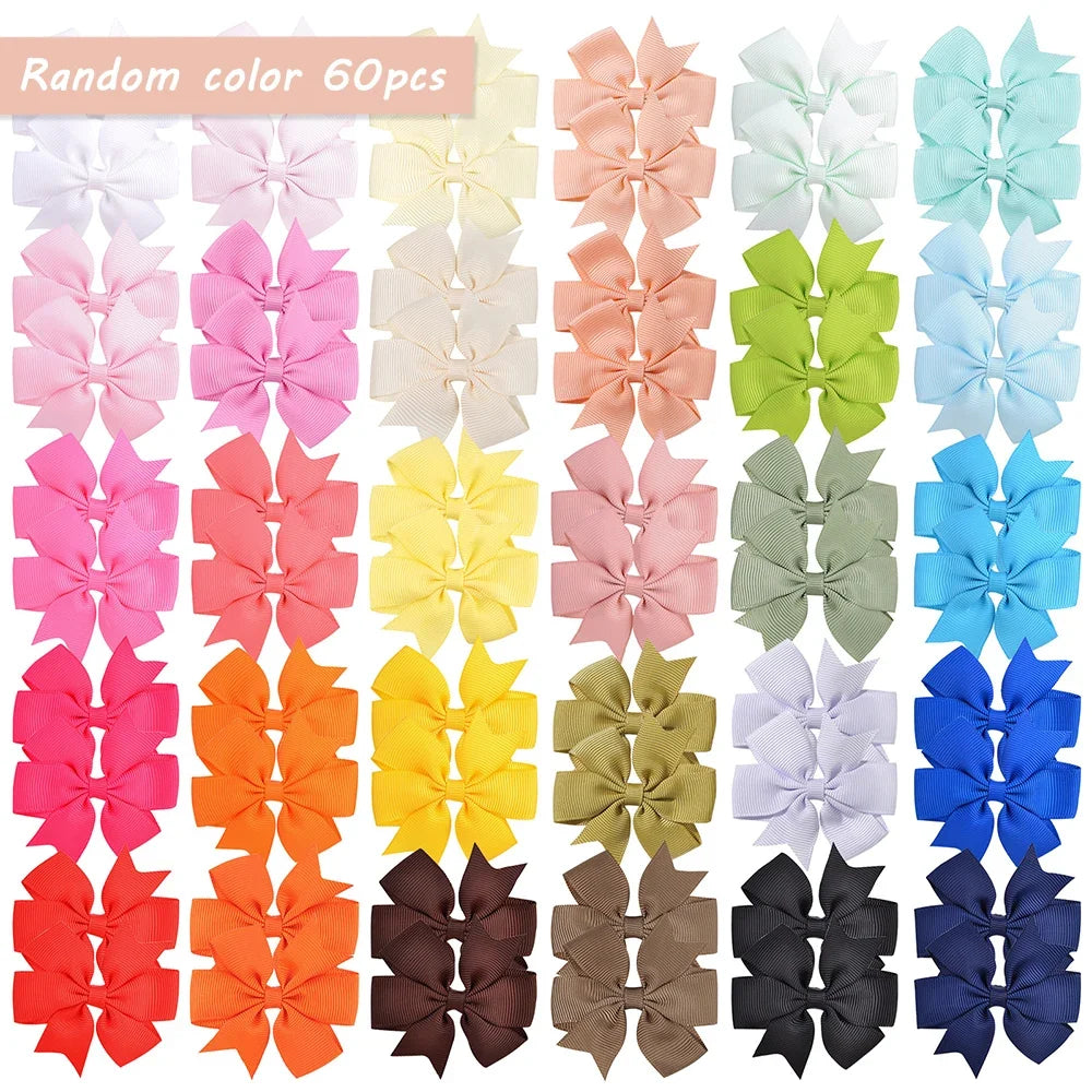 20/40PCS Candy Color Bow Hair Clips - Cute Ribbon Hairpins for Baby Girls Kids Headwear Accessories Gift Set