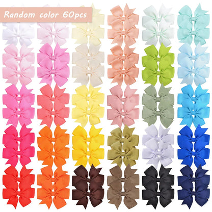 20/40PCS Candy Color Bow Hair Clips - Cute Ribbon Hairpins for Baby Girls Kids Headwear Accessories Gift Set