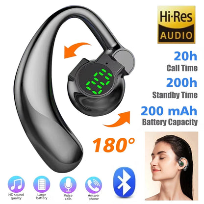 Wireless Bluetooth 5.4 Ear Hook Headphones - HD Call Noise Cancelling Headset with Microphone for Driving