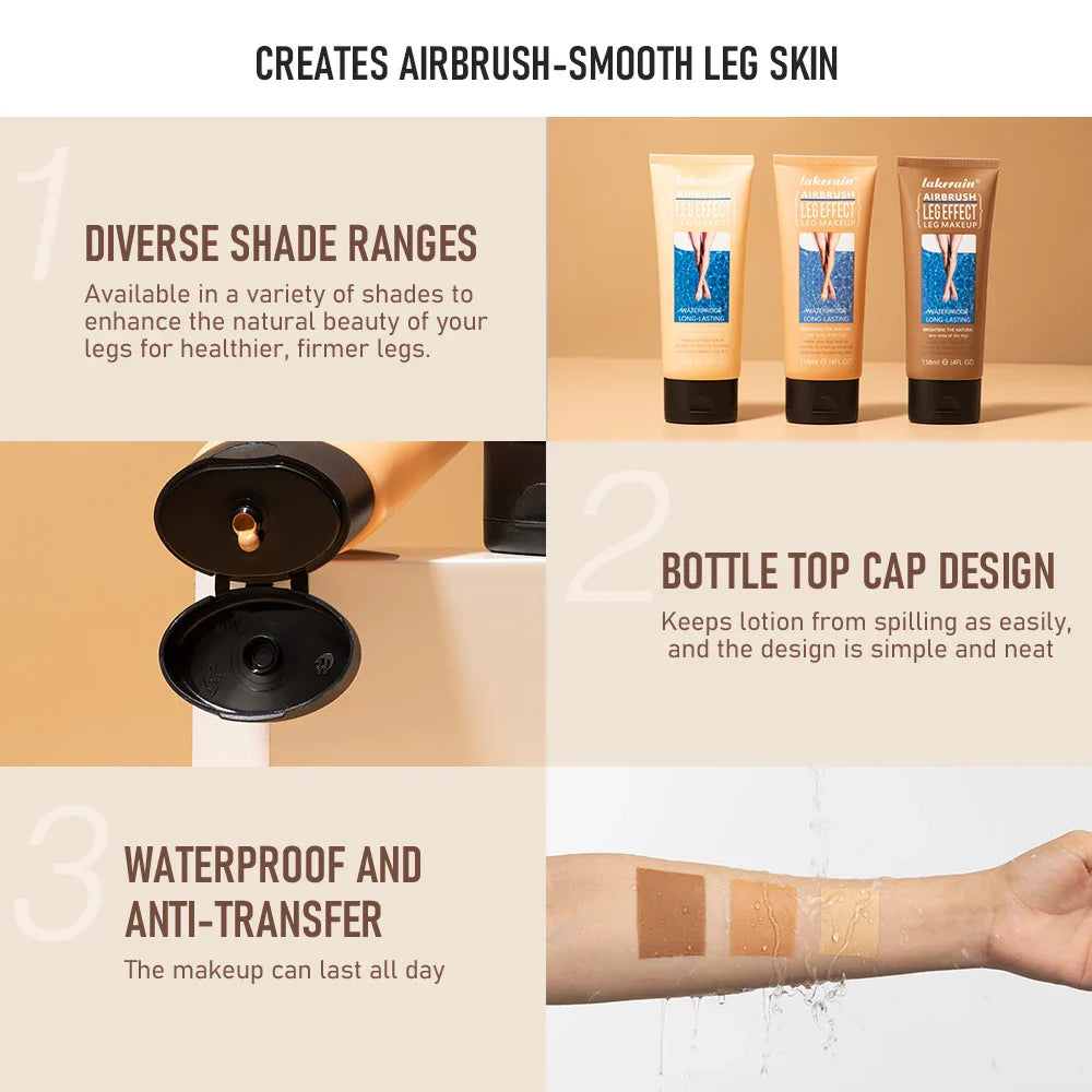 Leg Makeup Lotion – Waterproof Long-Lasting Body Foundation & Tanning Cream for Even Skin Tone, Medium Bronze