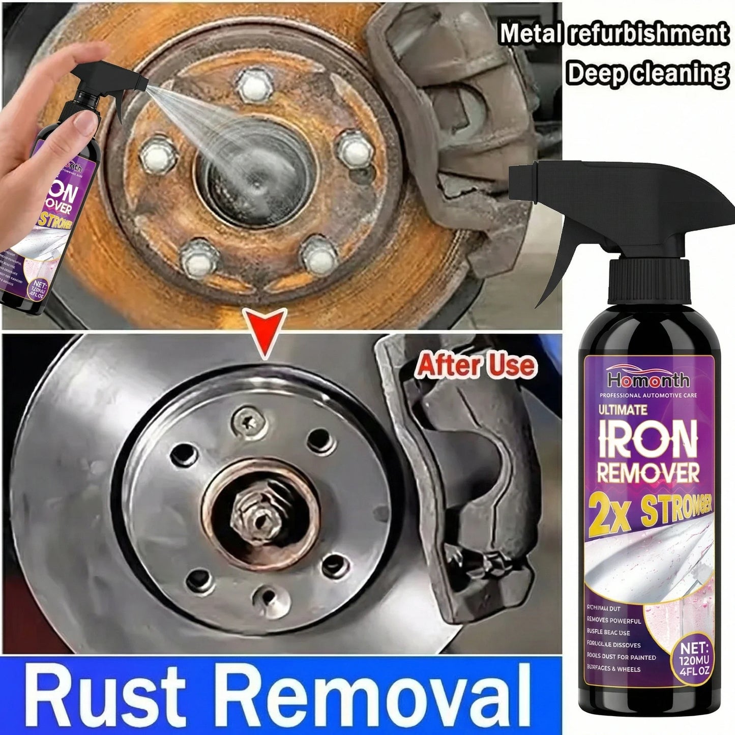 Powerful Rust Remover Spray - Fast Metal Rust Removal Solution for Cars, Bikes, Tools & Household Repairs