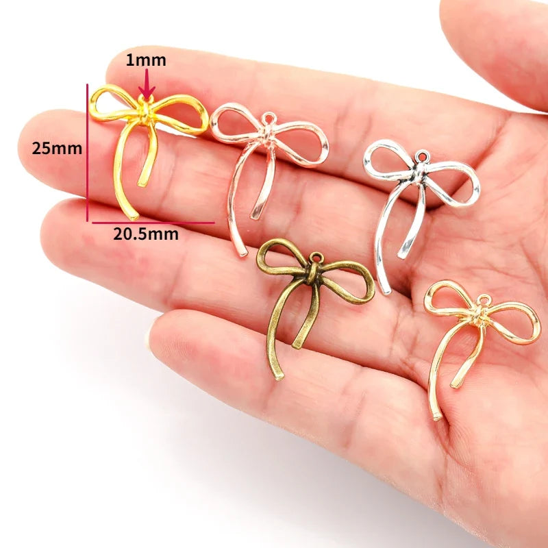 20pcs Bow Knot Charms - 20x25mm Pendant Beads for DIY Bracelet & Necklace Jewelry Making