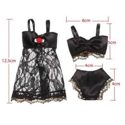 Soft Lace Underwear Set for 30CM 1/6 Dolls – Bra & Briefs for Blythe BJD Dollhouse Kids Toy