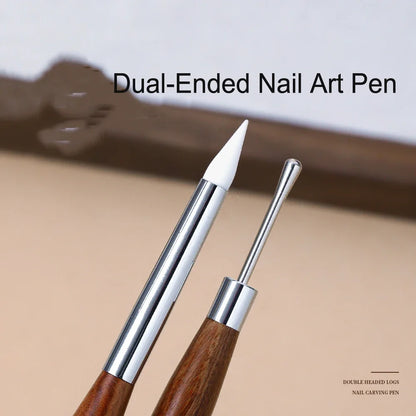 Double-Ended Nail Art Brush - Silicone Carving, Painting & Gel Polish DIY Manicure Tool