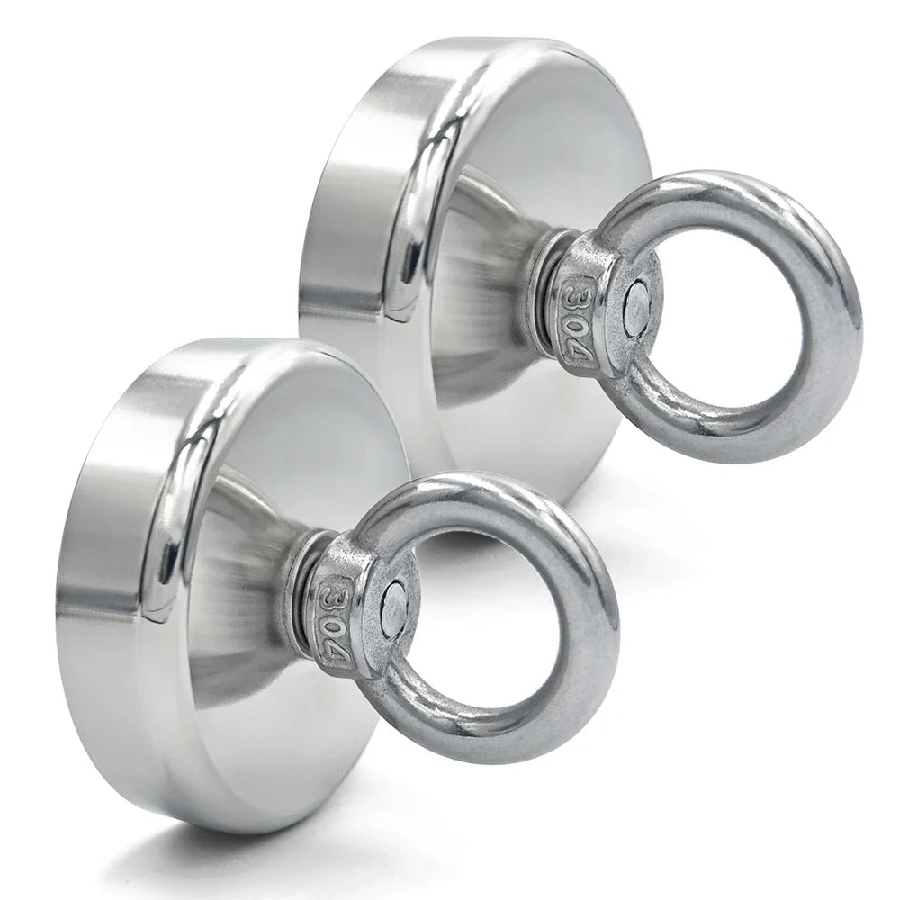 D16~D42mm Super Strong Neodymium Fishing Hook Magnet — N52 Heavy Duty Rare Earth Eyebolt with Countersunk Hole for Salvage