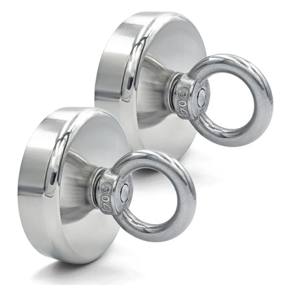 D16~D42mm Super Strong Neodymium Fishing Hook Magnet — N52 Heavy Duty Rare Earth Eyebolt with Countersunk Hole for Salvage