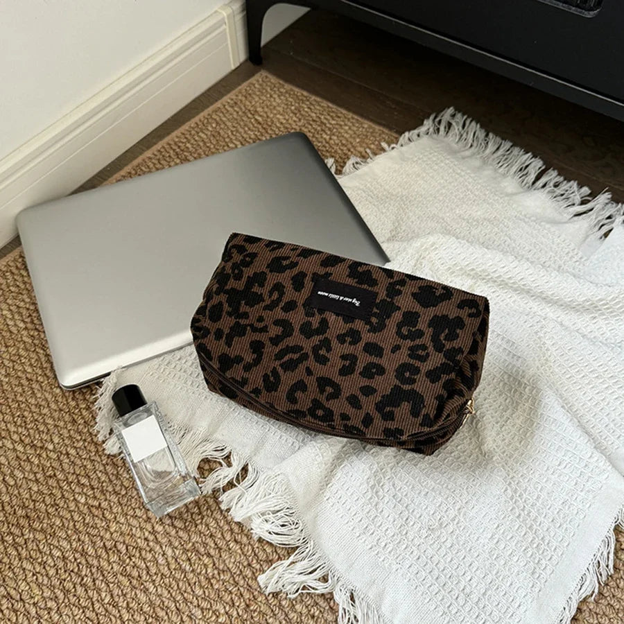 Leopard Print Makeup Bag - Large Capacity Cosmetic Organizer & Lipstick Storage Pouch