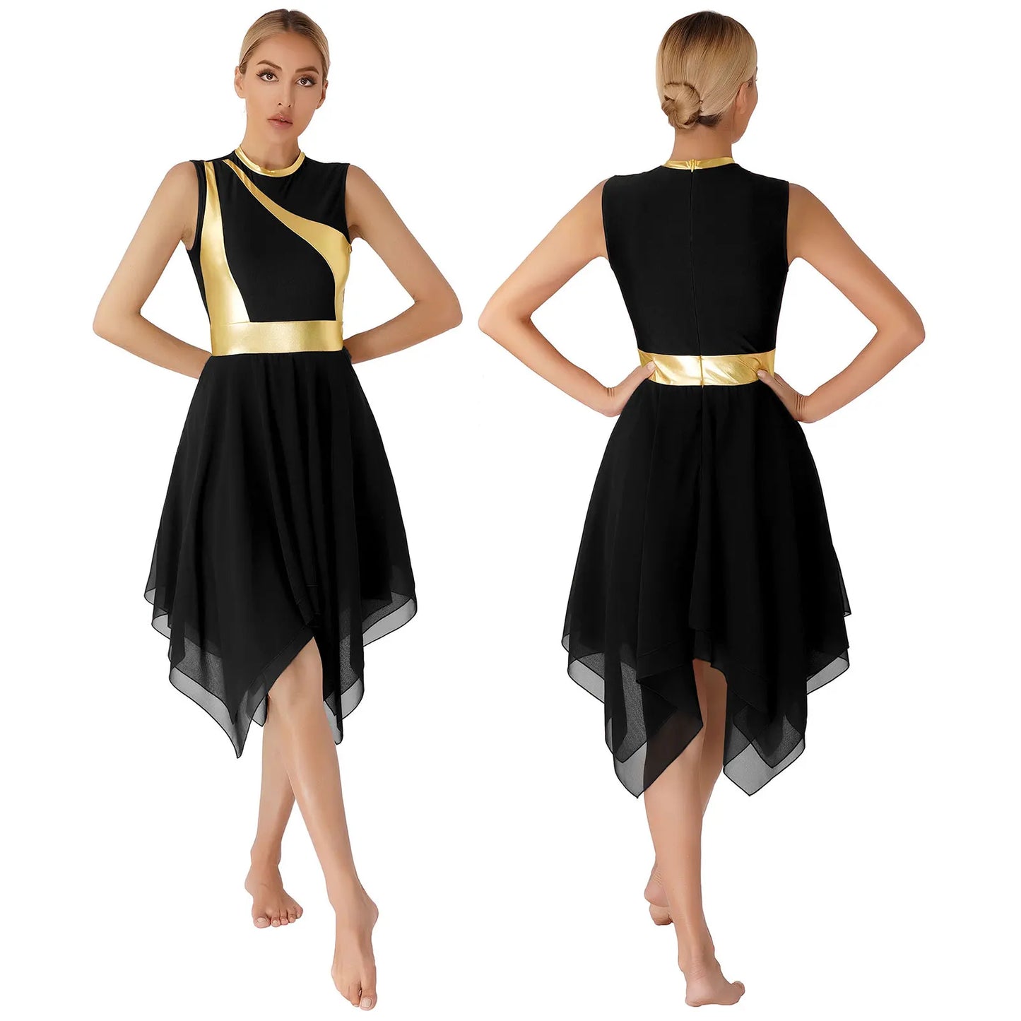Women’s Liturgical Praise Dance Dress - Irregular Hem Modern Ballet Costume for Choir & Worship Performances