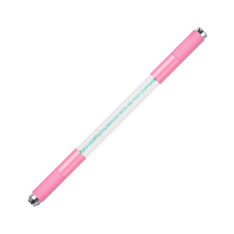 Manual Double-Ended Crystal Acrylic Microblading Pen – Permanent Makeup Eyebrow Tattoo Tool for Flat & Round Needles