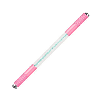 Manual Double-Ended Crystal Acrylic Microblading Pen – Permanent Makeup Eyebrow Tattoo Tool for Flat & Round Needles