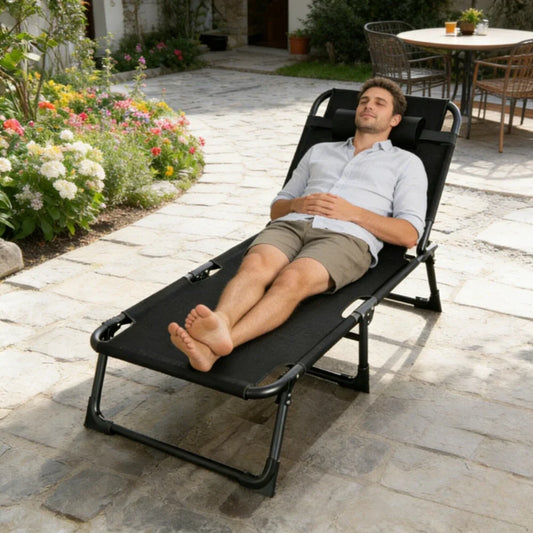Foldable Single Bed - Multi-Functional Recliner for Home, Office Nap, Camping & Outdoor Use, Portable Space-Saving Design
