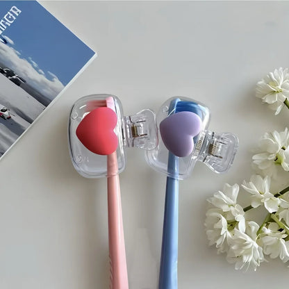 Portable Toothbrush Covers - Hygienic Toothbrush Head Protector Caps & Storage Clips