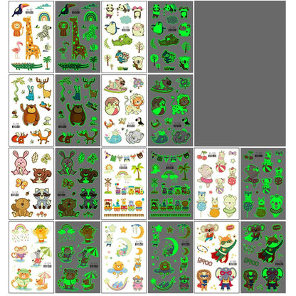 10-Piece Luminous Dinosaur & Animal Temporary Tattoos – Glow-in-the-Dark Waterproof Stickers for Kids, Arm & Body Art