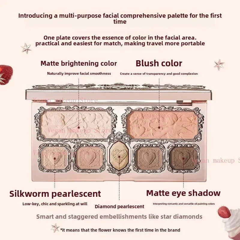 Flower Knows Moonlight Mermaid Eyeshadow Palette – 5-Color Matte, Shimmer & Glitter Waterproof Eye Shadow
