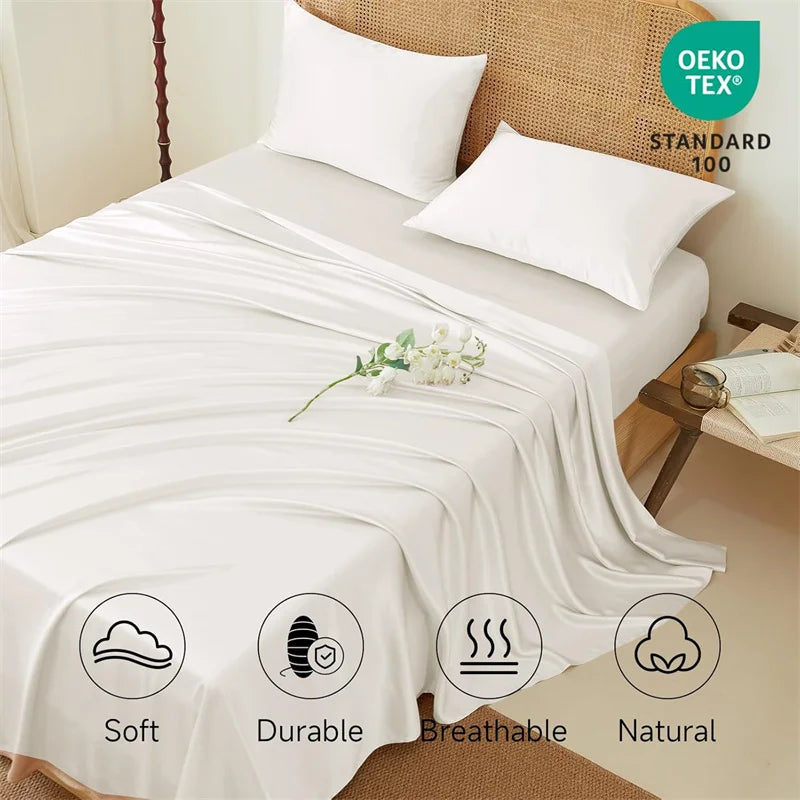 100% Mulberry Silk Bed Sheet Set - Luxury Silk Bedding with Fitted Sheet, Flat Sheet & Pillowcases