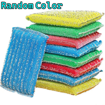 Steel Wire Sponge Scouring Pads (10/50pcs) – Double-Sided Non-Stick Oil Cleaning Cloths for Kitchen Dishwashing & Heavy Duty Scrubbing Tools