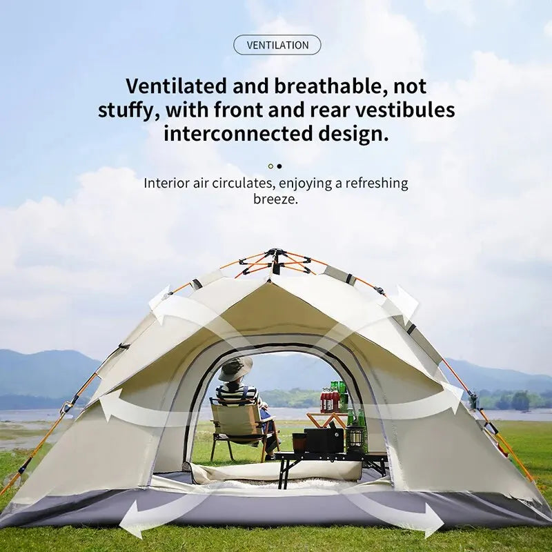 Outdoor Folding Tent – Fully Automatic Quick Opening, 3-4 Person Self-Driving Camping Tent, Rain & Sun Proof, Portable