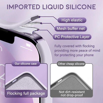 Original Liquid Silicone iPhone Case - Shockproof Soft Back Cover for iPhone 15, 14, 13, 12, 11 Pro Max & More