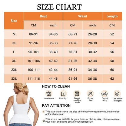 Women's Tummy Control Shapewear Tank Top - Seamless Square Neck Compression Cami (1 or 2 Pack)