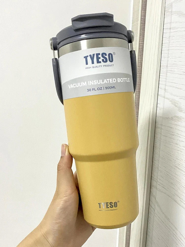 Tyeso Double-Layer Insulated Coffee Cup – Portable Stainless Steel Ice Cream Cup with Cold Insulation & Large Capacity