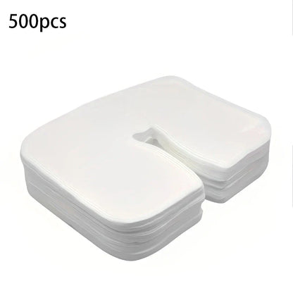 500/100PCS Disposable Face Cradle Covers – Soft Non-Woven Headrest Paper for Massage, Spa & Salon Beauty Supplies