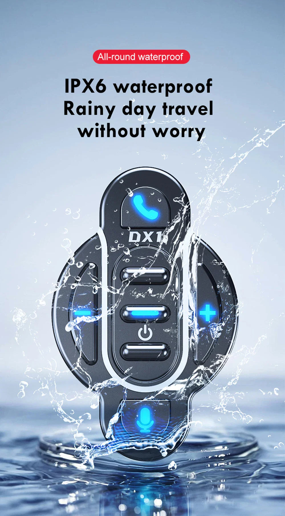 Universal Smart Bluetooth 5.4 Remote Control - Waterproof Wireless Media Controller for Motorcycle Helmet & Bike Handlebar