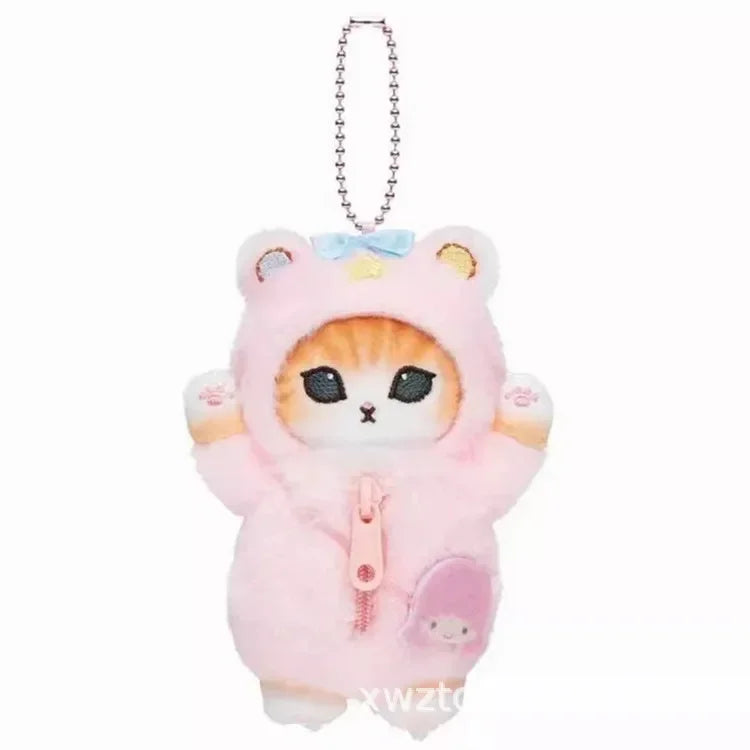 Hot Kawaii Plush Keychain Pendant — Mofusand Shark Cat & Cross-Dressing Hello Kitty/Kuromi Backpack Charm
