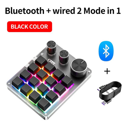 Custom Mechanical Gaming Keyboard - 2.4G Bluetooth USB Macro Keypad with Volume Knob & Programmable Keys
