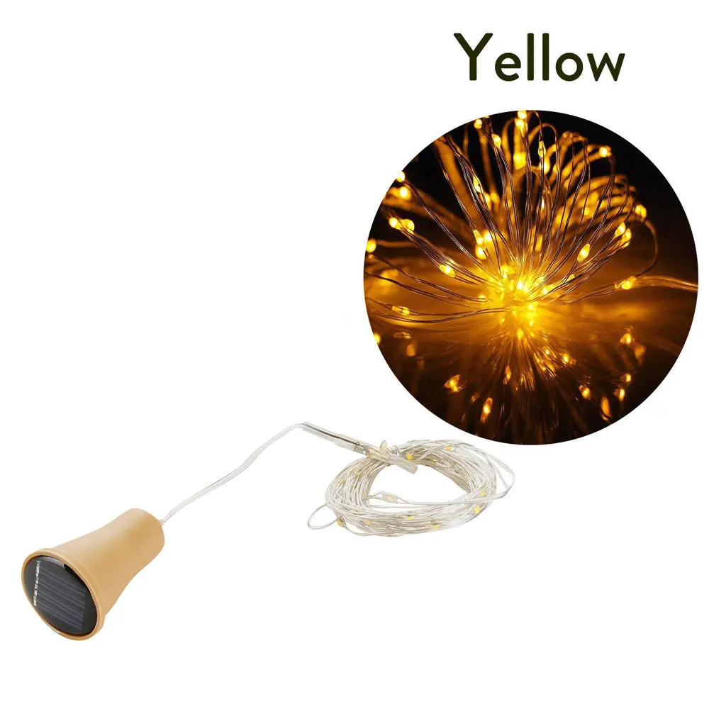 Solar Powered Wine Bottle Lights – 10LED/20LED Cork Shape Fairy Lights, Copper Wire Garland for Christmas & Home Room Decor