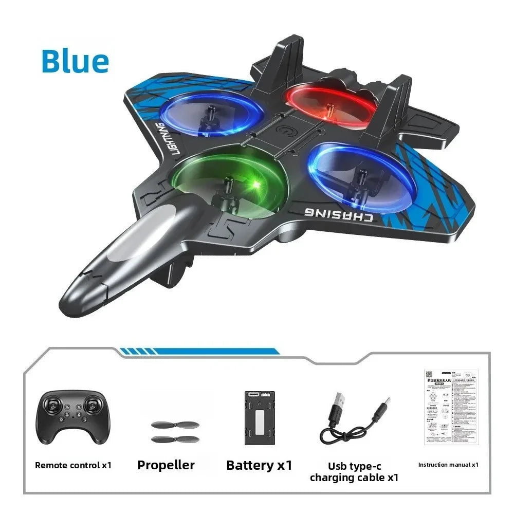 RC Fighter Jet Toy - 2.4G Remote Control Flying Stunt Airplane with Lights for Kids