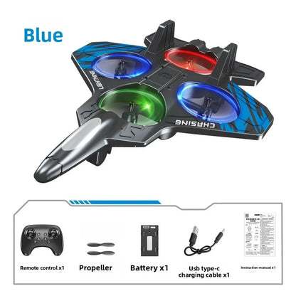 RC Fighter Jet Toy - 2.4G Remote Control Flying Stunt Airplane with Lights for Kids