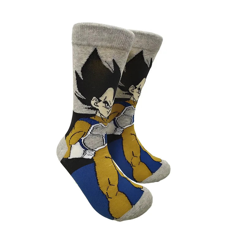 Men’s Dragon Ball Anime Mid Tube Socks - Bandai Cartoon Character Cotton Crew Socks