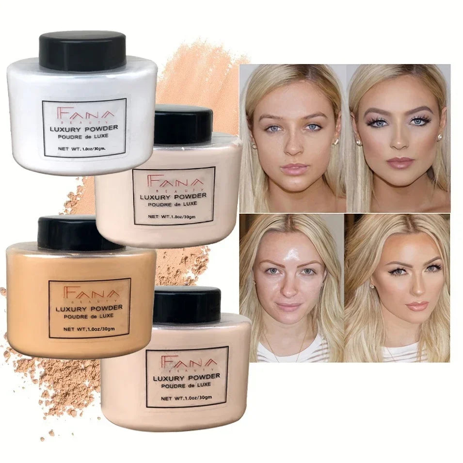 Luxury 4 Color Face Powder Foundation - Oil Control Loose Setting Powder for Women Makeup & Beauty Application