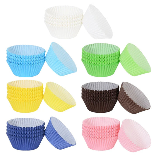100pcs Oilproof Muffin Cupcake Liners – Solid Color Baking Paper Cups for Cakes, Birthday Party & Decorating Baking Tray Accessories