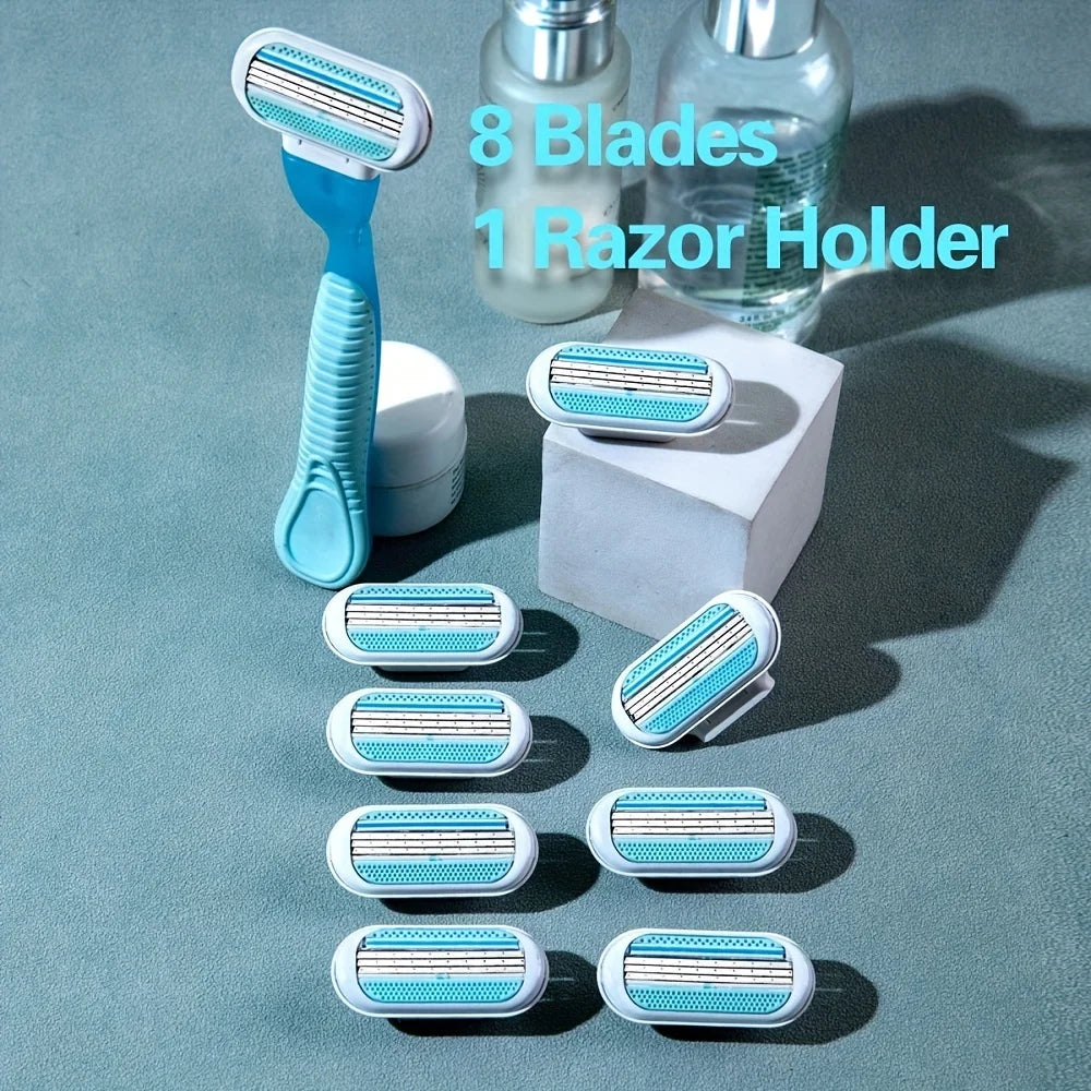 Women’s 3-Layer Manual Razor – Replaceable Head Shaver for Armpit, Leg & Bikini Hair Removal