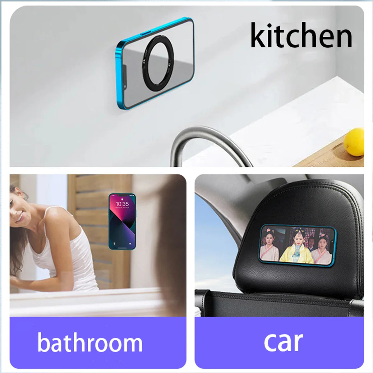 Magnetic Ring Holder for iPhone 14/13/12 – MagSafe Car Mount & Wall Stand for Phone, iPad, and Tablet