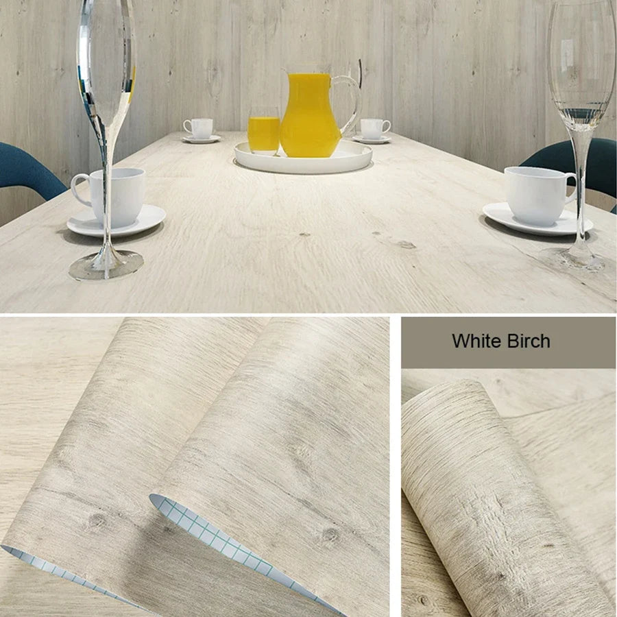 WZF Waterproof Wood Grain Wallpaper Roll - Self Adhesive Vinyl Film for Furniture, Cabinets & DIY Home Decor