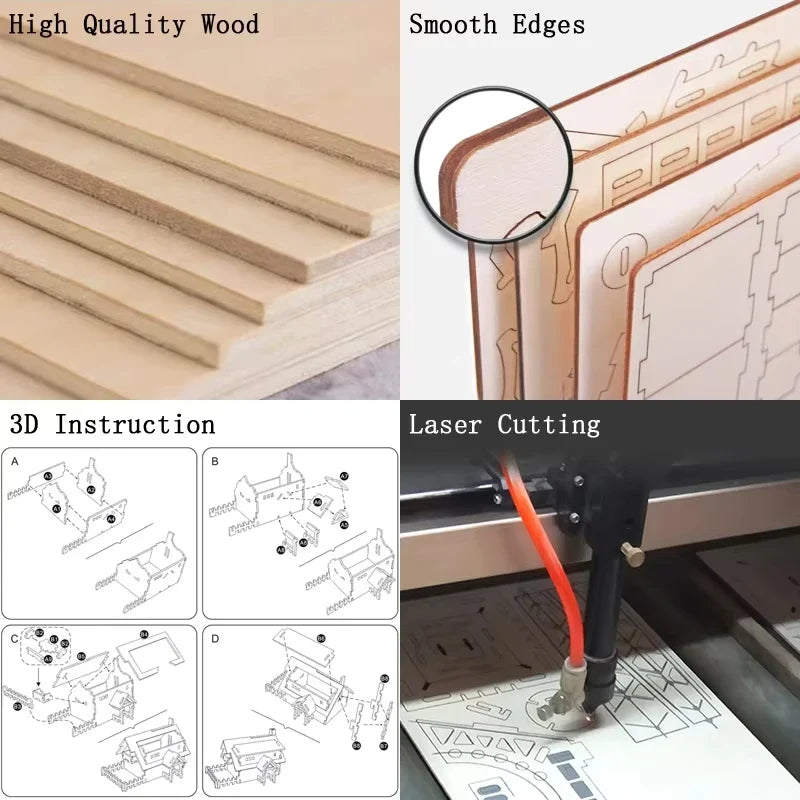 3D Wooden Gun Puzzle - DIY Assembly Pistol Rifle Model Craft Educational Toy for Kids & Adults