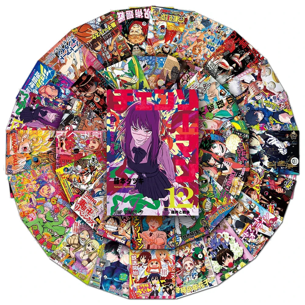 Anime Sticker Pack - One Piece Jujutsu Kaisen Dragon Ball Cartoon Decals for Kids DIY Car Wall Laptop Decoration