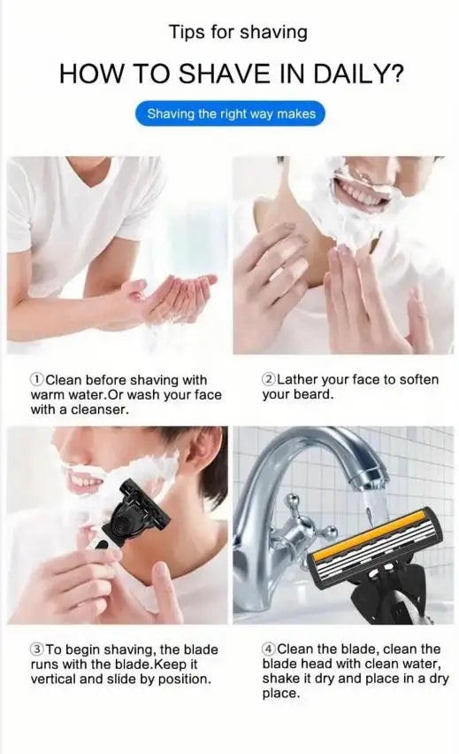 3-Layer Stainless Steel Manual Razor for Men – Washable Travel & Home Shaver for Daily Face Care