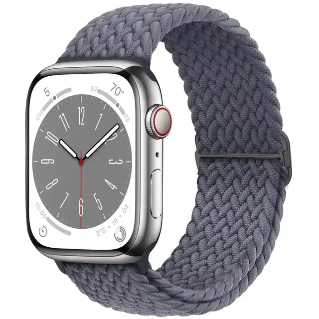 Braided Solo Loop Apple Watch Ultra Band – Elastic Nylon Adjustable Strap for iWatch SE, Series 3–9 (38mm–49mm) Bracelet Band