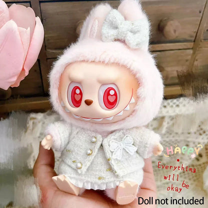 Cute Labubu Doll Outfit Set – Classic Dress for 17cm V2 Mini Dolls, Clothing Accessories for Kids Gift