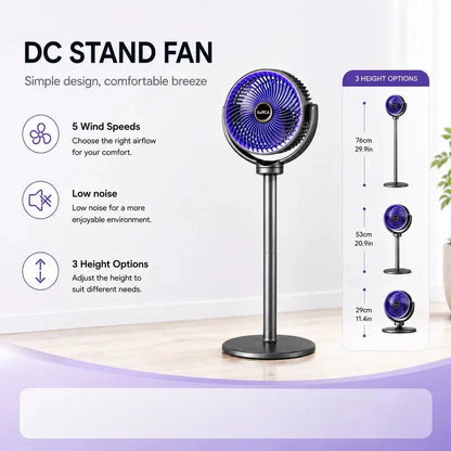 3-in-1 Air Circulation Fan - Retractable Standing & Desk Cooling Fan with Remote Control