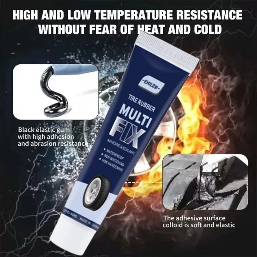Universal Tire Repair Glue - Non-Corrosive Rubber Sealant for Tire Scratches & Crack Repair