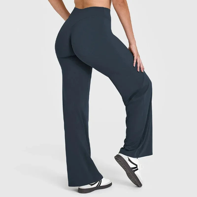 Women’s Ultra Soft Butter Yoga Pants – Mid Waist Straight Leg Sports Trousers for Gym, Pilates & Running