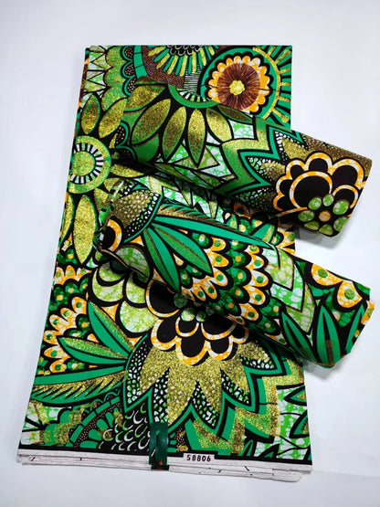 Original African Wax Print Fabric - 6 Yards 100% Cotton Nigerian Ankara Sewing Material