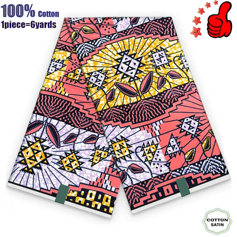 African Real Wax Print Fabric - 100% Cotton Ghana Nigeria Style Ankara Batik Sewing Material