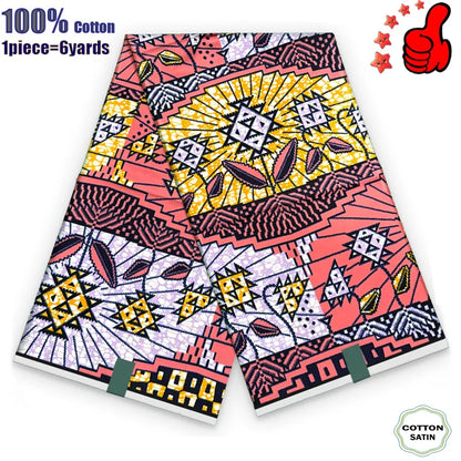 African Real Wax Print Fabric - 100% Cotton Ghana Nigeria Style Ankara Batik Sewing Material