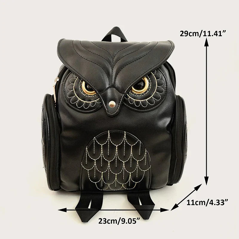 Embossed Owl Backpack: Cute Cartoon Animal PU Bag for Trendy Women - Fashionable Travel Companion