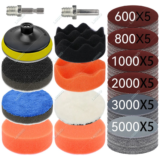 3–7 Inch Sandpaper & Polishing Sponge Set 100–5000 Grit – Car Headlight Restoration Buffing Discs for Waxing, Sanding & Polishing